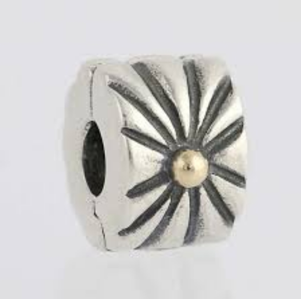 *SOLD* Pandora Sunburst charm sterling & 14k gold